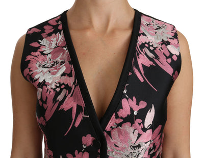 Dolce &amp; Gabbana Gilet à fleurs noir et rose