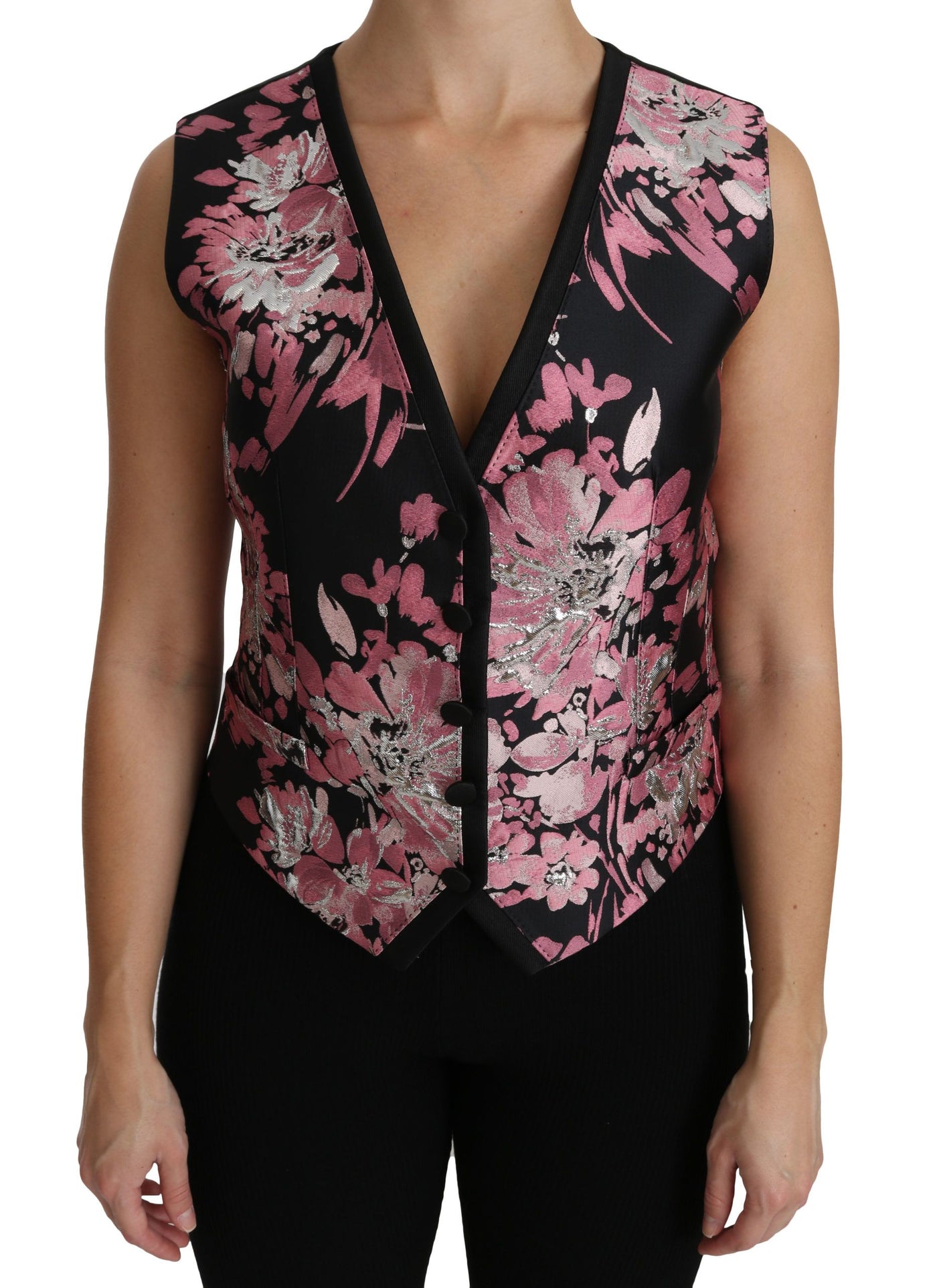 Dolce &amp; Gabbana Gilet à fleurs noir et rose