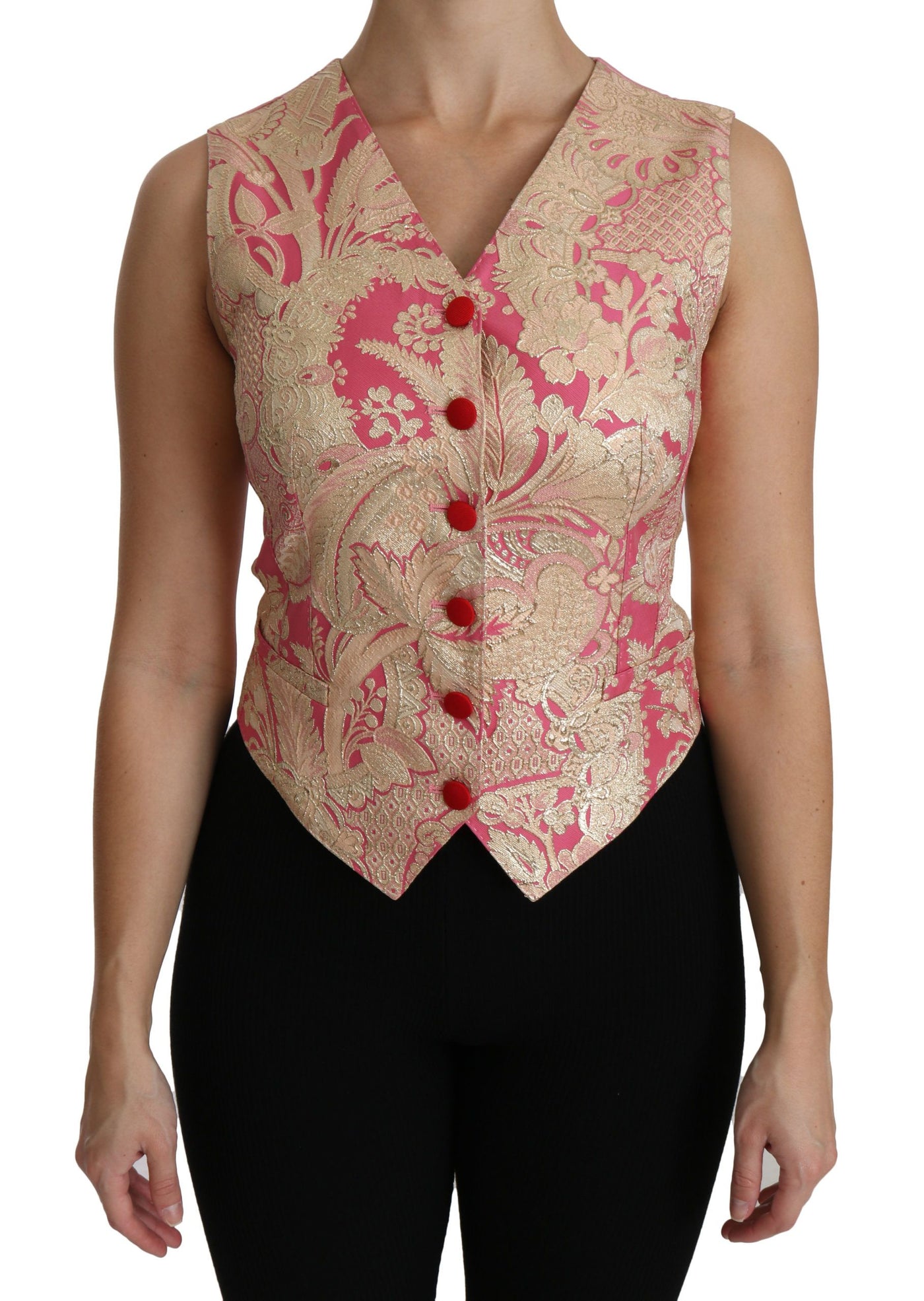 Gilet en brocart or rose Dolce &amp; Gabbana