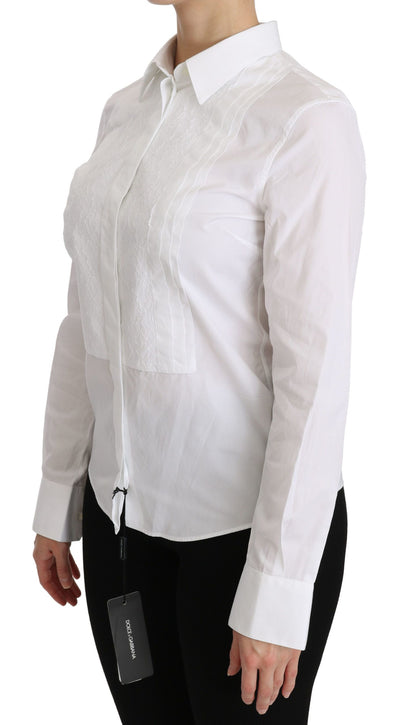 Polo à manches longues et col blanc Dolce &amp; Gabbana