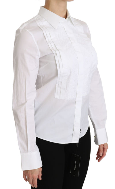 Polo à manches longues et col blanc Dolce &amp; Gabbana