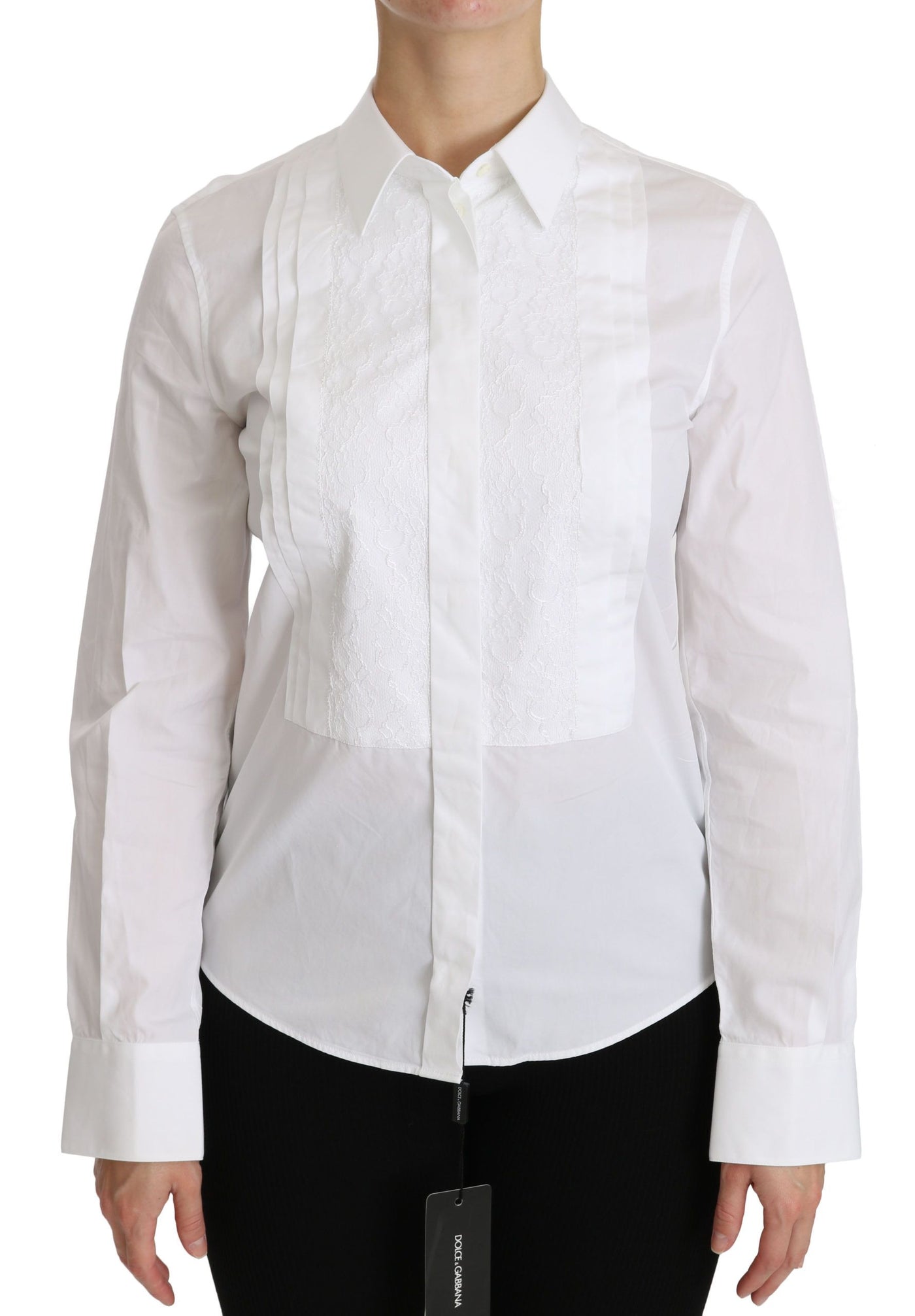 Polo à manches longues et col blanc Dolce &amp; Gabbana