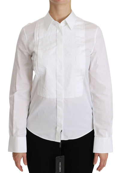 Polo à manches longues et col blanc Dolce &amp; Gabbana