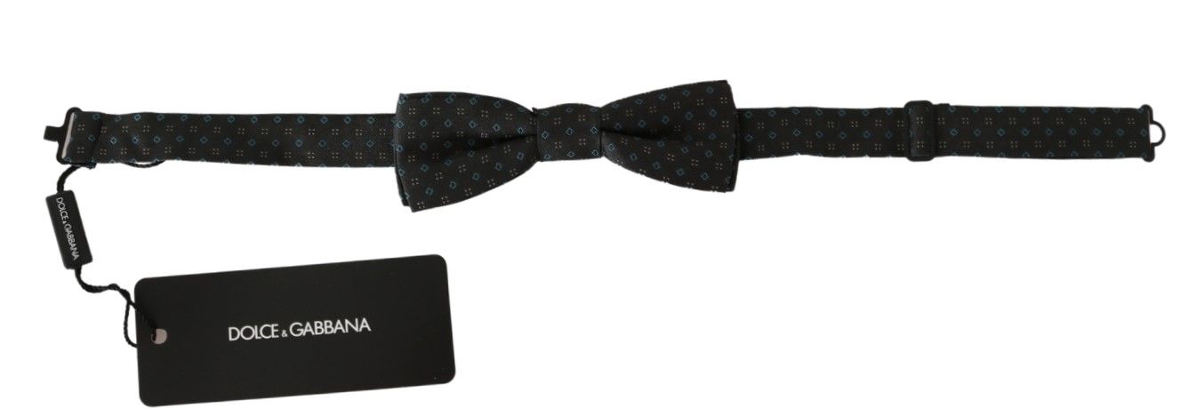 Dolce &amp; Gabbana Grijze Gestreepte Heren Stropdas Papillon 100% Zijden Strik