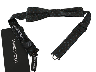 Dolce &amp; Gabbana Grijze Gestreepte Heren Stropdas Papillon 100% Zijden Strik