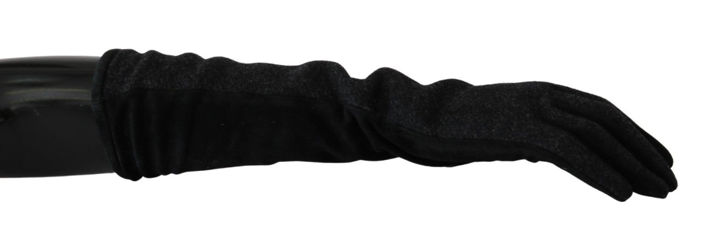Gants en laine mi-longs noirs et gris Dolce &amp; Gabbana
