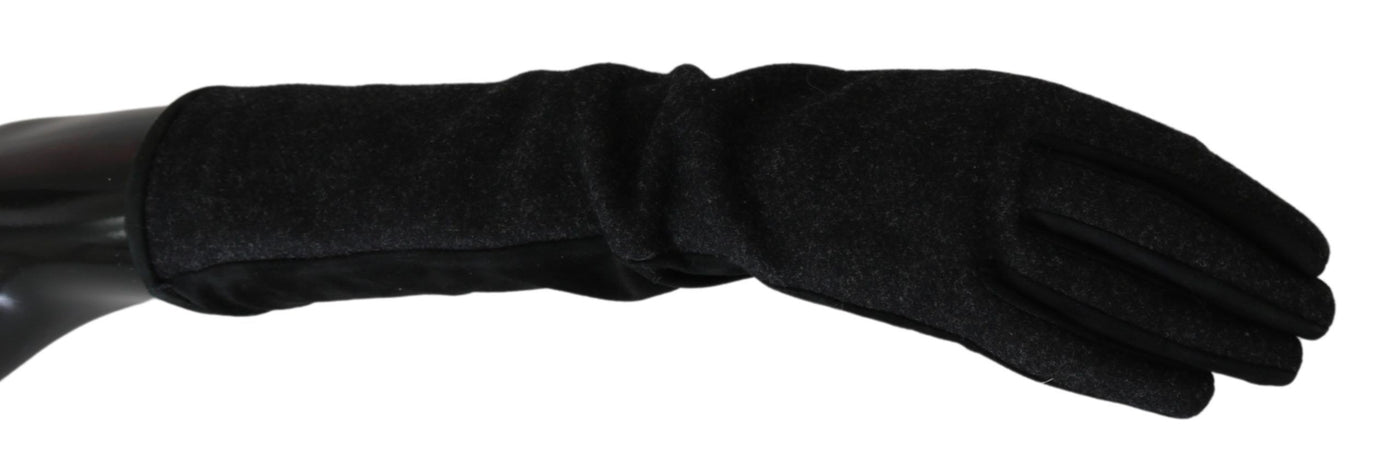 Gants en laine mi-longs noirs et gris Dolce &amp; Gabbana