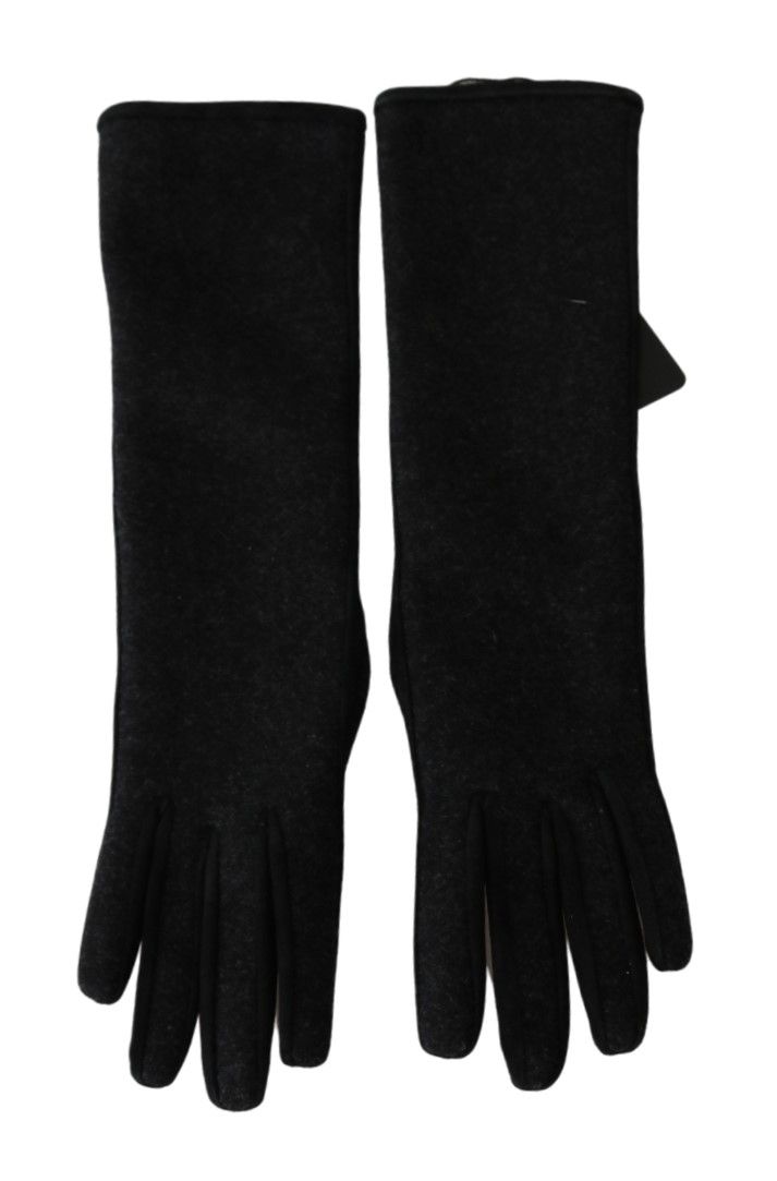 Gants en laine mi-longs noirs et gris Dolce &amp; Gabbana