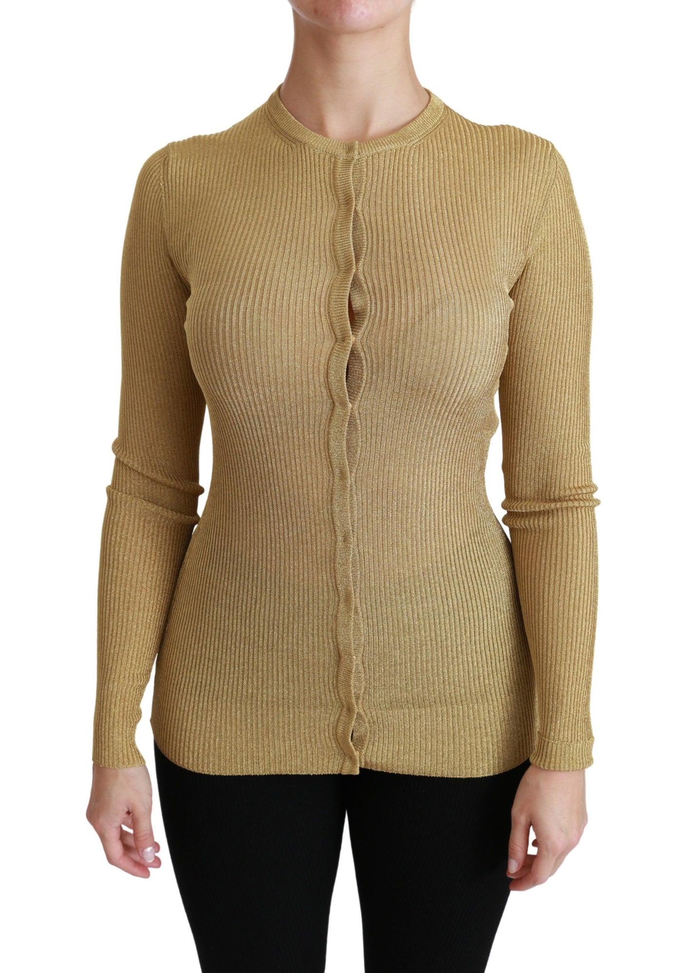 Dolce &amp; Gabbana Cardigan à manches longues doré Pull en viscose