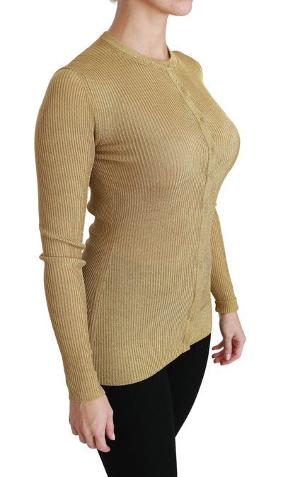 Dolce &amp; Gabbana Cardigan à manches longues doré Pull en viscose