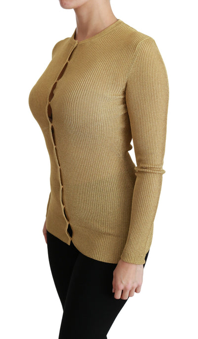 Dolce &amp; Gabbana Cardigan à manches longues doré Pull en viscose