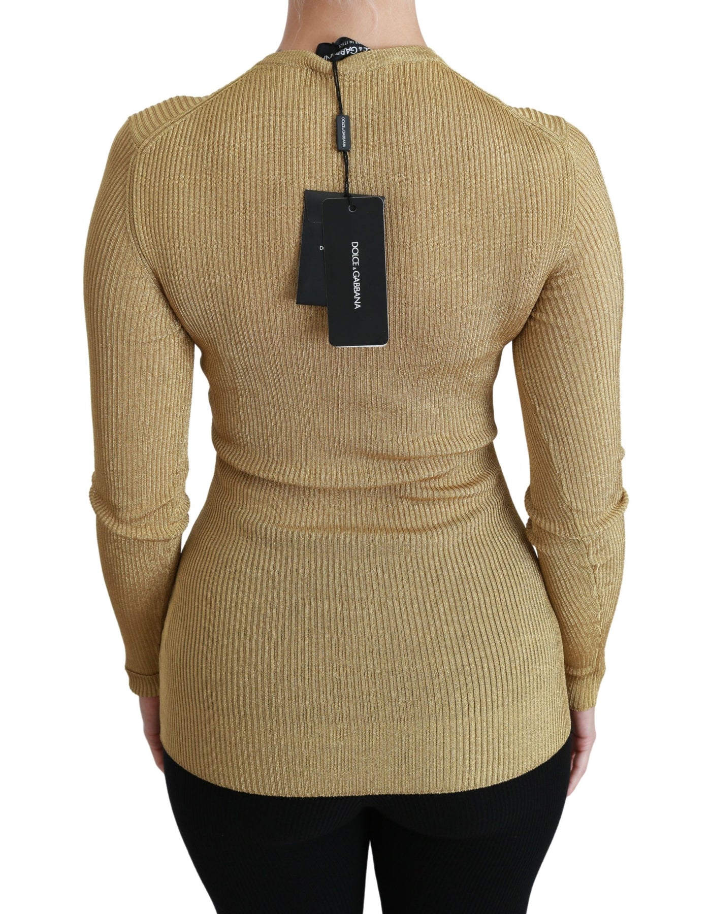 Dolce &amp; Gabbana Cardigan à manches longues doré Pull en viscose