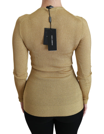 Dolce &amp; Gabbana Cardigan à manches longues doré Pull en viscose