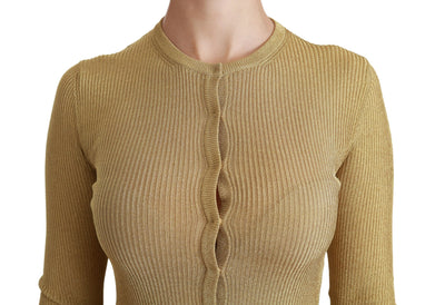 Dolce &amp; Gabbana Cardigan à manches longues doré Pull en viscose