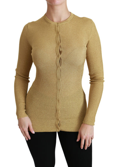 Dolce &amp; Gabbana Cardigan à manches longues doré Pull en viscose