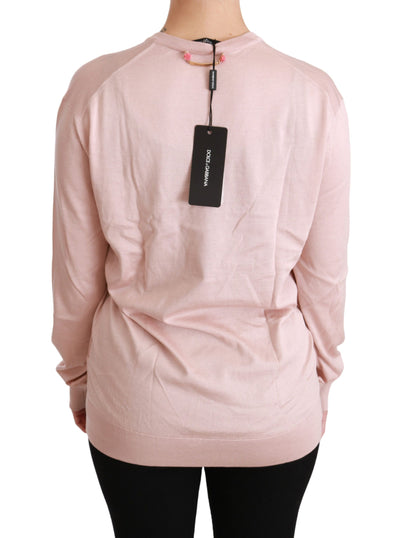 Pull en soie rose à fleurs Dolce &amp; Gabbana