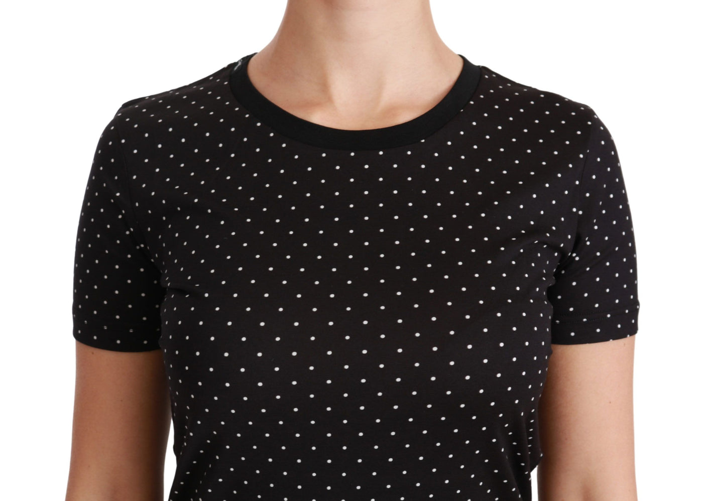 Dolce &amp; Gabbana Zwart Gestippeld Ronde Hals Katoenen Top T-shirt