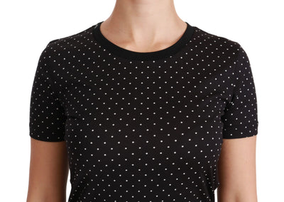 Dolce &amp; Gabbana Zwart Gestippeld Ronde Hals Katoenen Top T-shirt