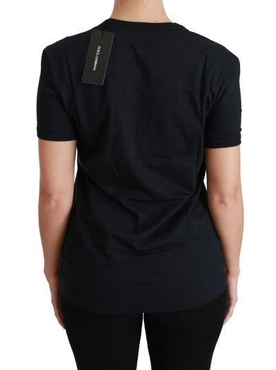 Dolce &amp; Gabbana Blauw Amore Patch Crewneck Katoenen Top T-shirt
