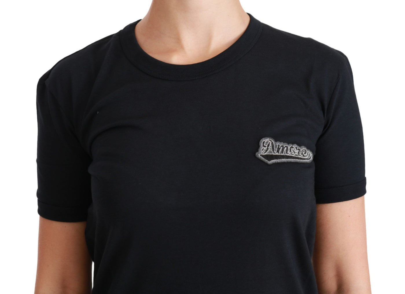 Dolce &amp; Gabbana Blauw Amore Patch Crewneck Katoenen Top T-shirt
