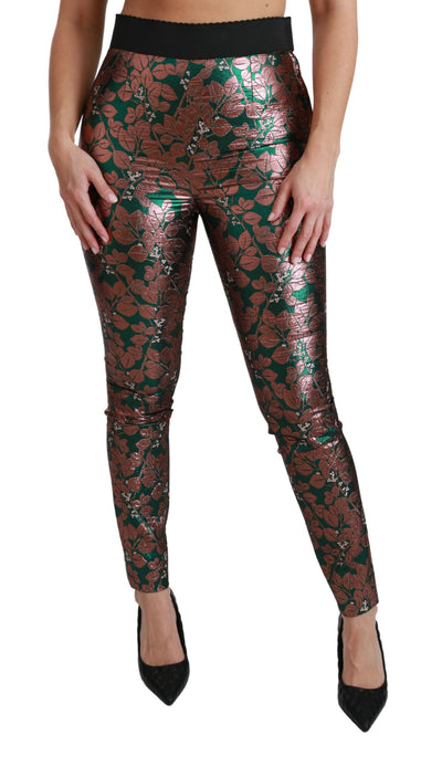 Dolce &amp; Gabbana Groene Bronzen Blad Panty Skinny Broek