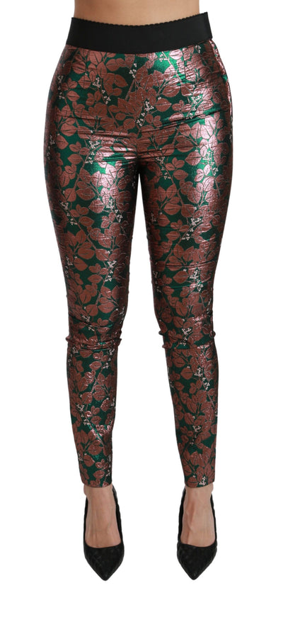 Dolce &amp; Gabbana Groene Bronzen Blad Panty Skinny Broek
