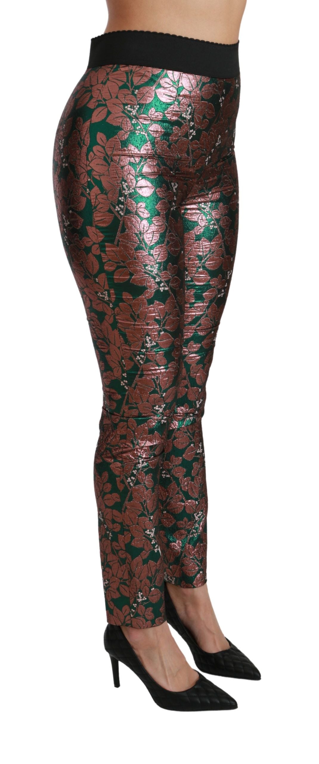 Dolce &amp; Gabbana Groene Bronzen Blad Panty Skinny Broek