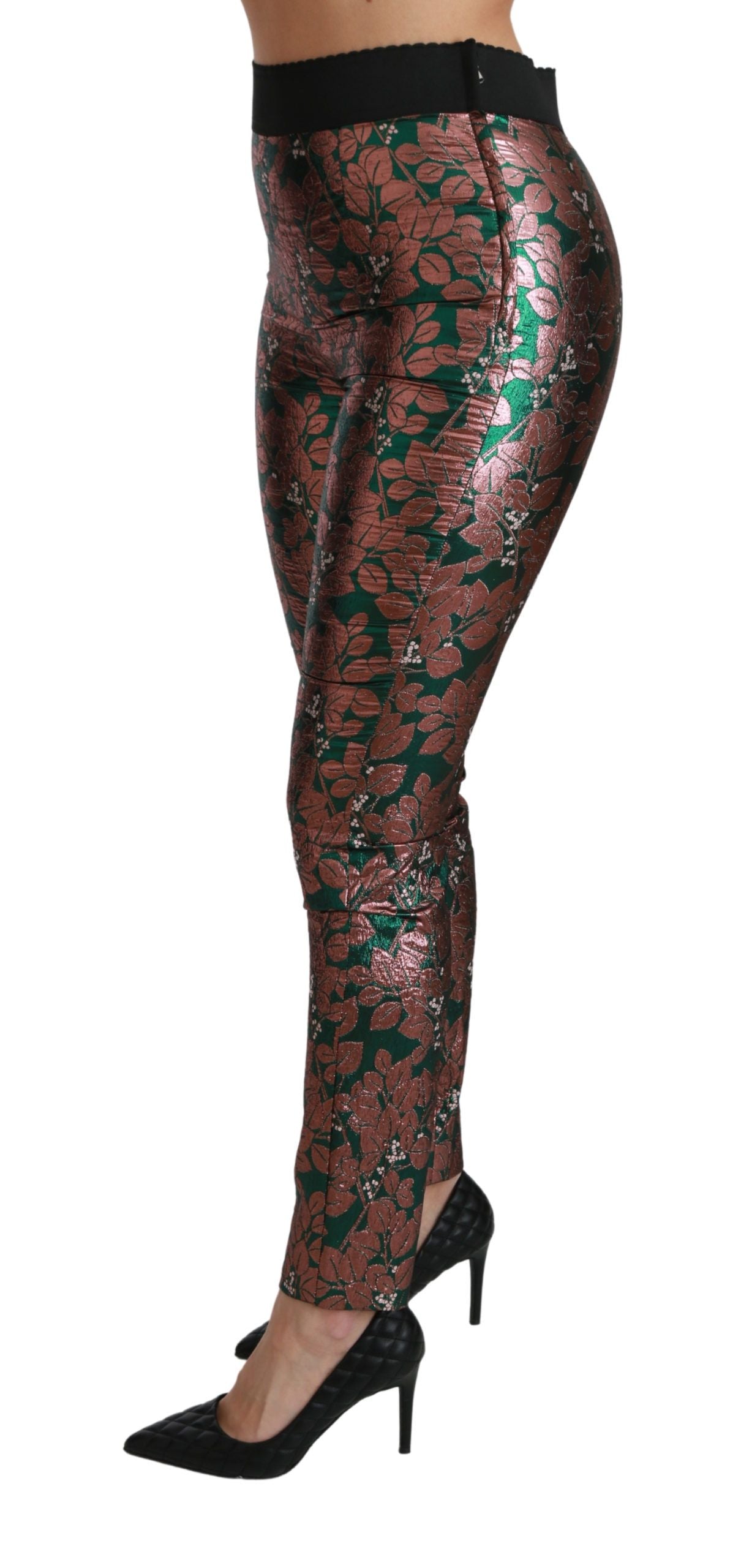 Dolce &amp; Gabbana Groene Bronzen Blad Panty Skinny Broek