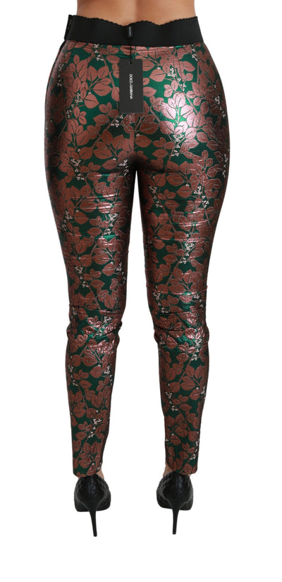 Dolce &amp; Gabbana Groene Bronzen Blad Panty Skinny Broek