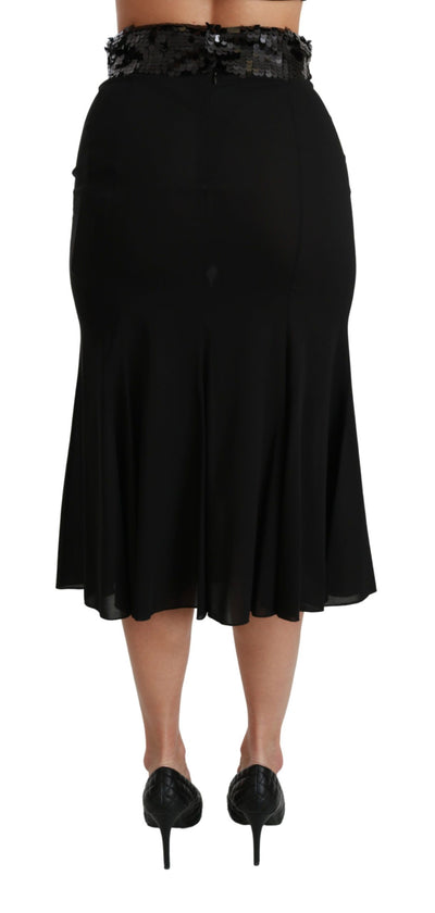 Dolce &amp; Gabbana zwarte hoge taille zeemeermin midi zijden rok