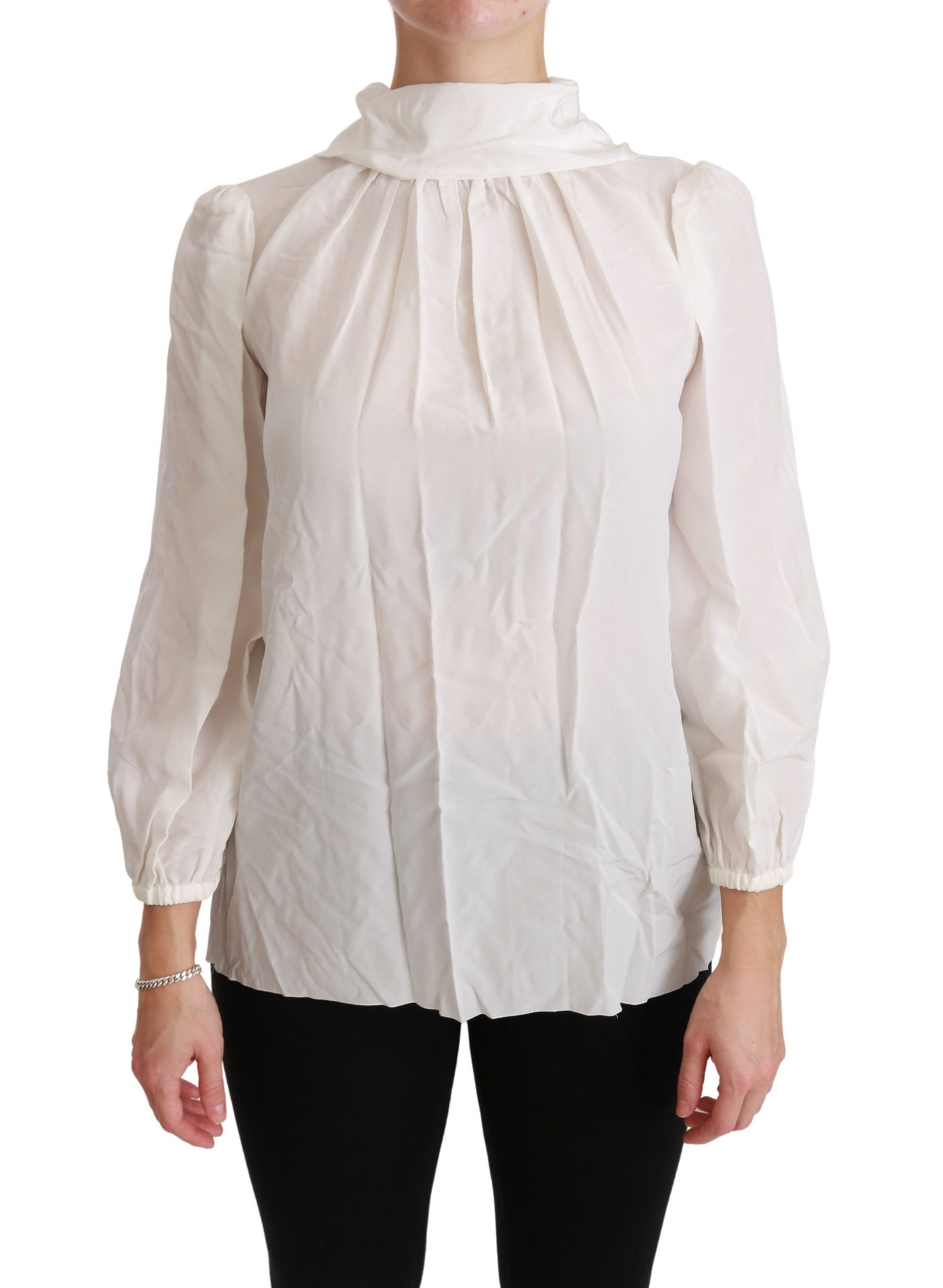 Dolce &amp; Gabbana Witte coltrui blouse shirt zijden top