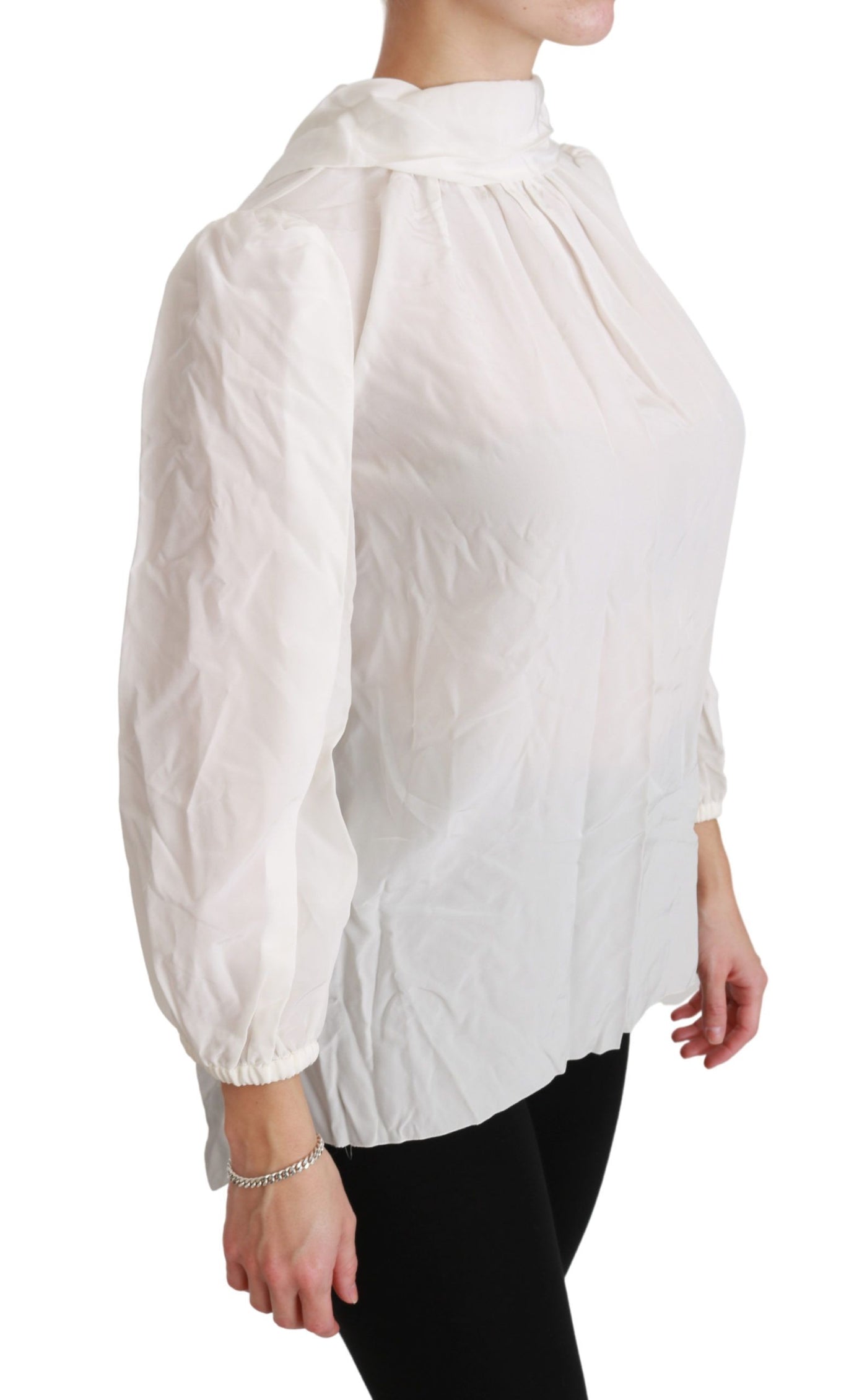 Dolce &amp; Gabbana Witte coltrui blouse shirt zijden top