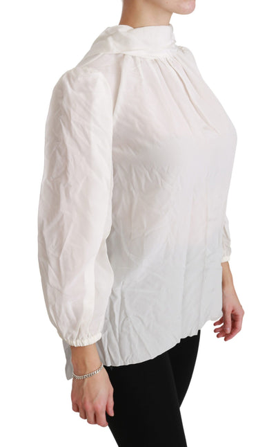 Dolce &amp; Gabbana Witte coltrui blouse shirt zijden top