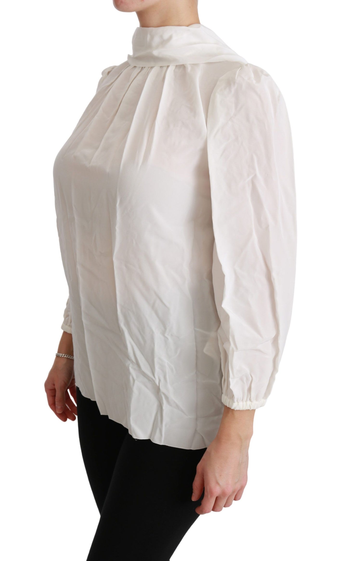 Dolce &amp; Gabbana Witte coltrui blouse shirt zijden top