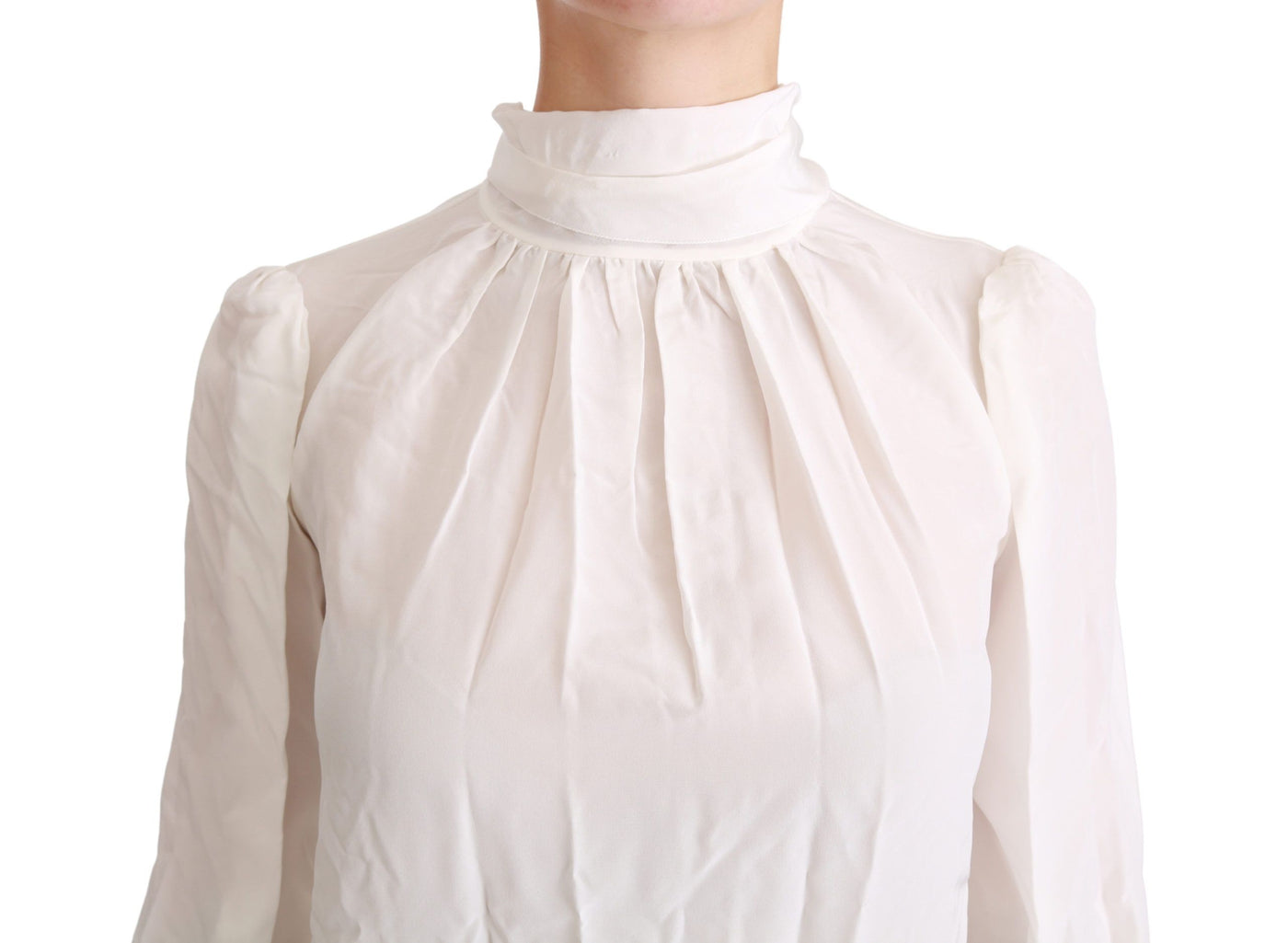 Dolce &amp; Gabbana Witte coltrui blouse shirt zijden top