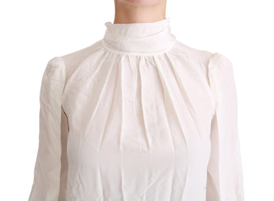Dolce &amp; Gabbana Witte coltrui blouse shirt zijden top