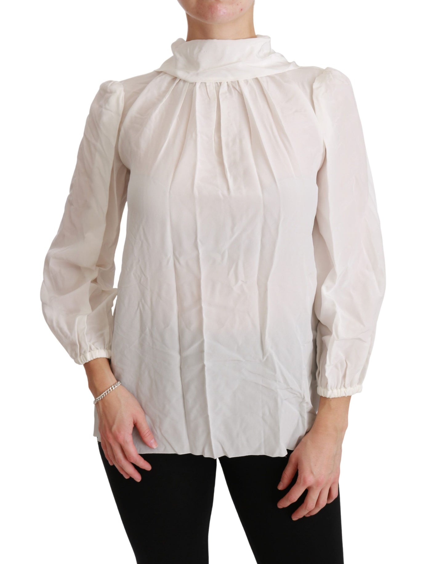 Dolce &amp; Gabbana Witte coltrui blouse shirt zijden top