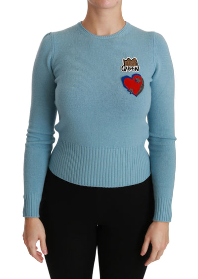 Pull en laine bleue Queen Heart de Dolce &amp; Gabbana