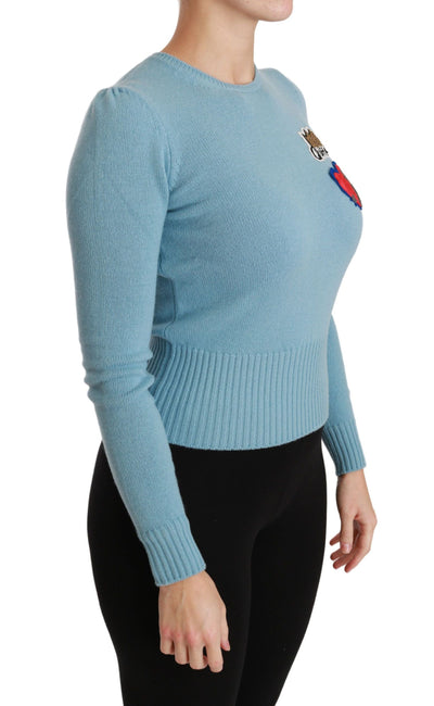Pull en laine bleue Queen Heart de Dolce &amp; Gabbana