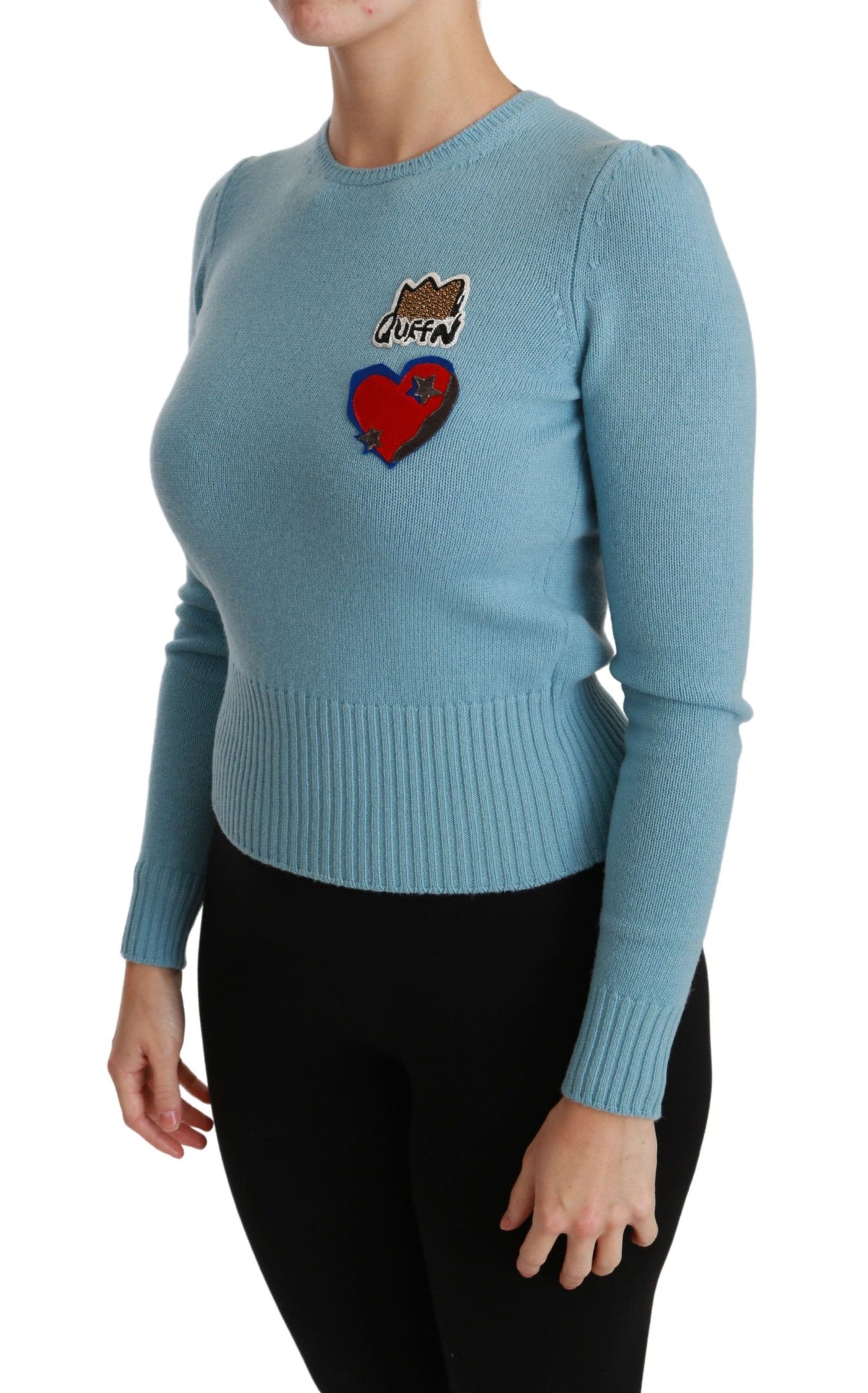 Pull en laine bleue Queen Heart de Dolce &amp; Gabbana