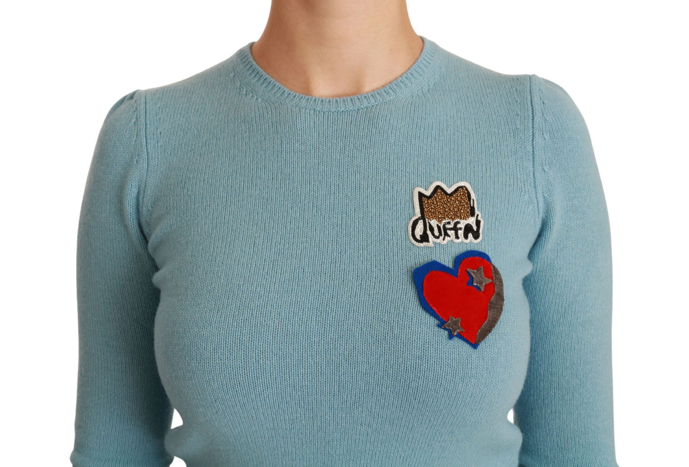 Pull en laine bleue Queen Heart de Dolce &amp; Gabbana