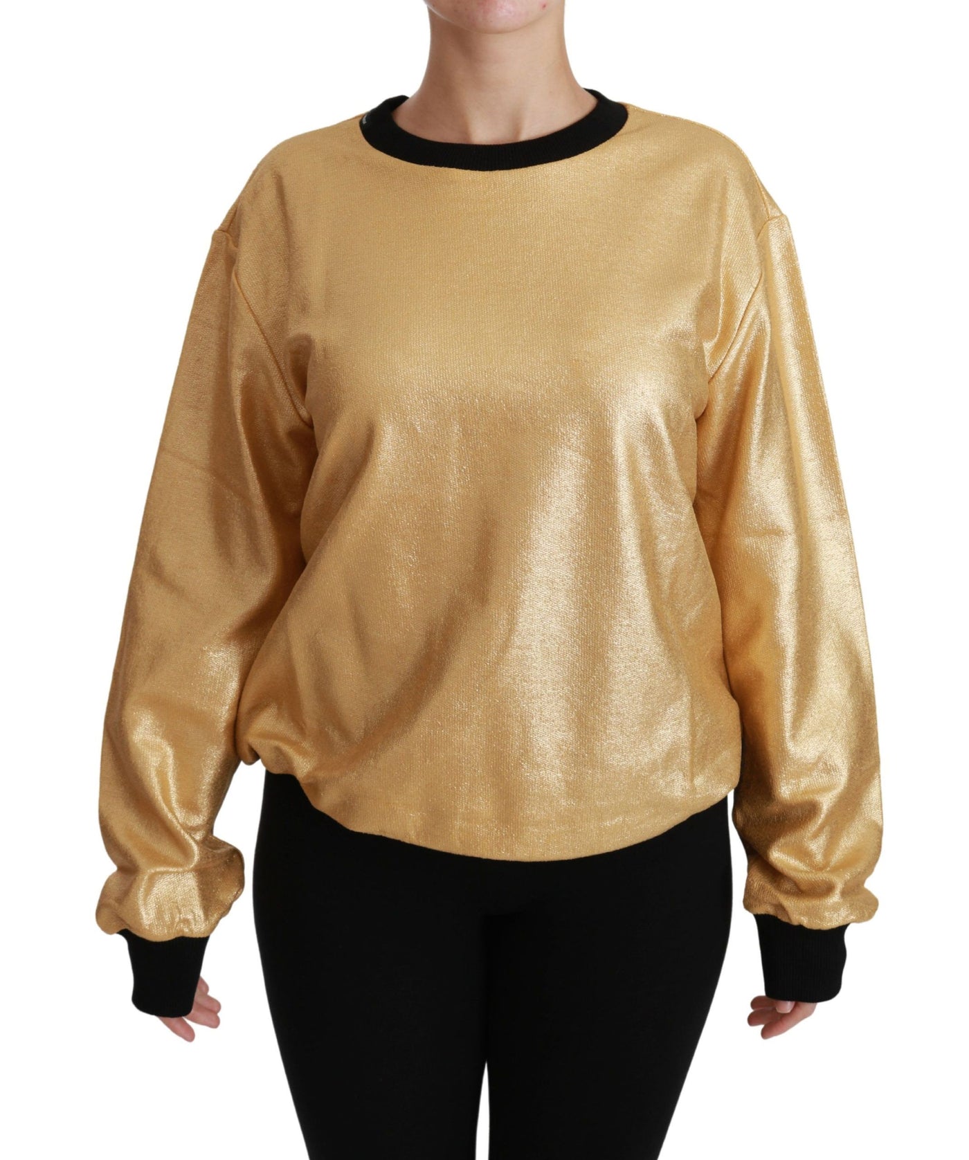 Pull ras du cou en coton doré Dolce &amp; Gabbana