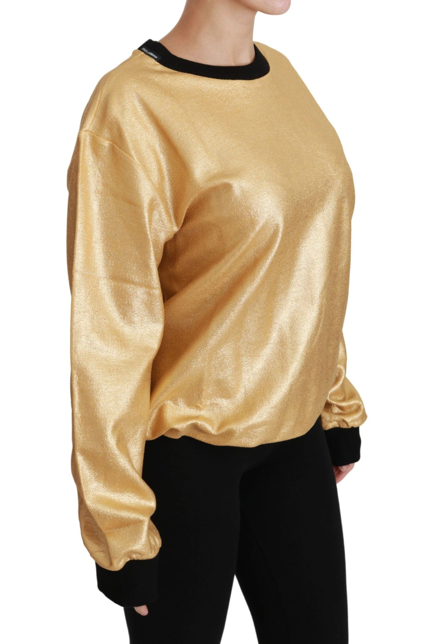 Pull ras du cou en coton doré Dolce &amp; Gabbana
