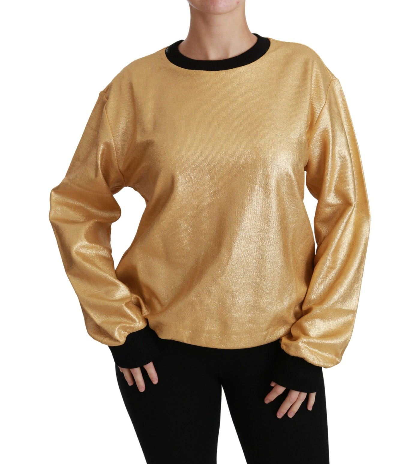 Pull ras du cou en coton doré Dolce &amp; Gabbana