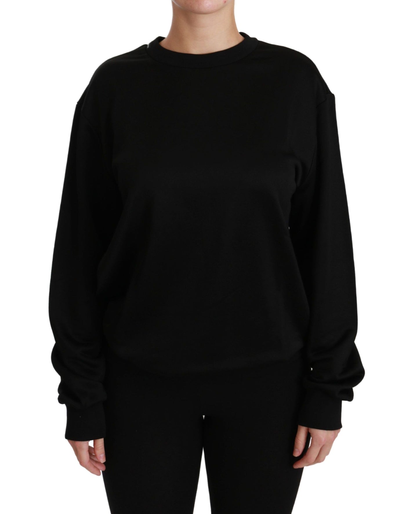 Pull ras du cou en coton noir Dolce &amp; Gabbana
