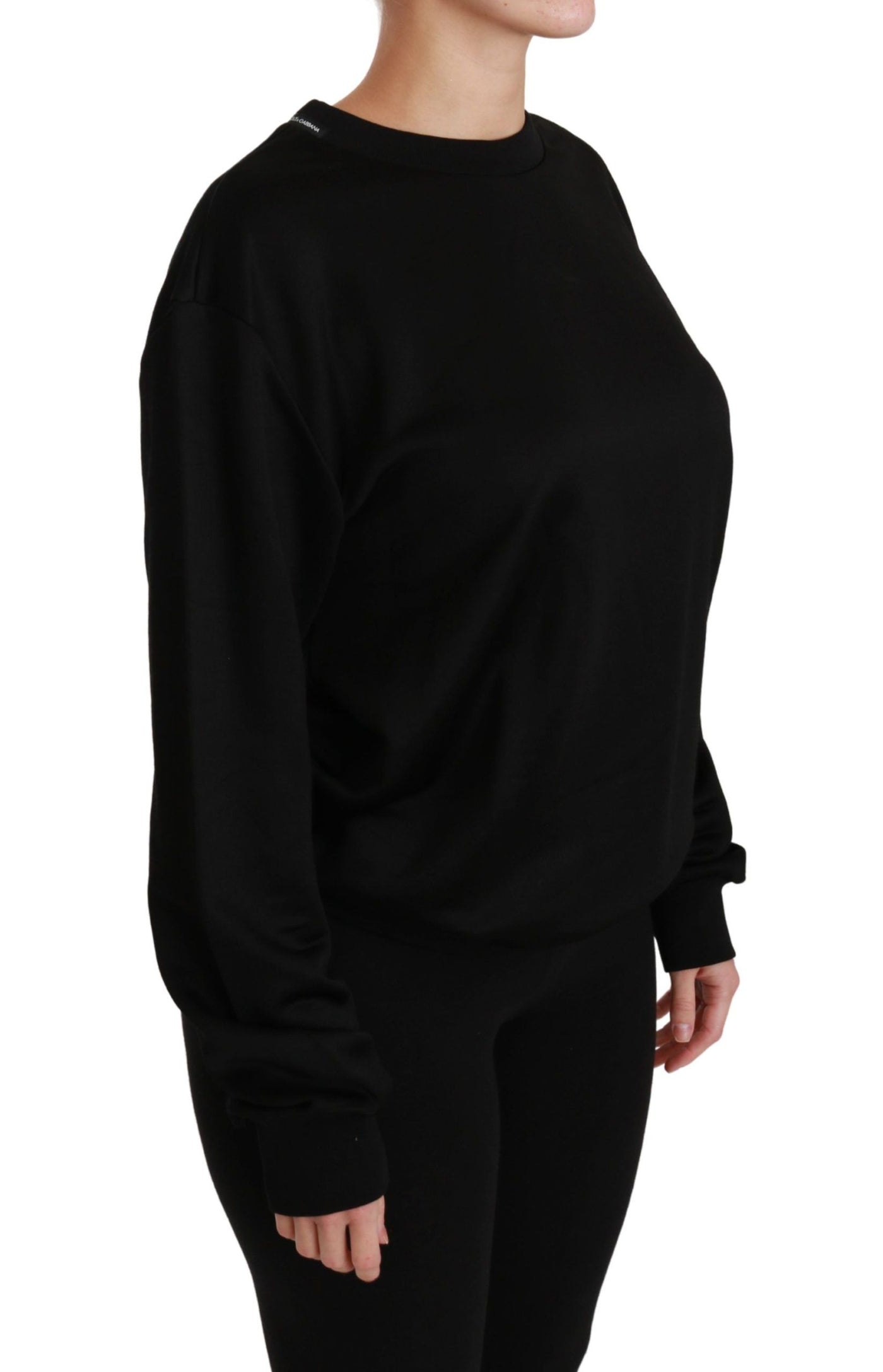 Pull ras du cou en coton noir Dolce &amp; Gabbana