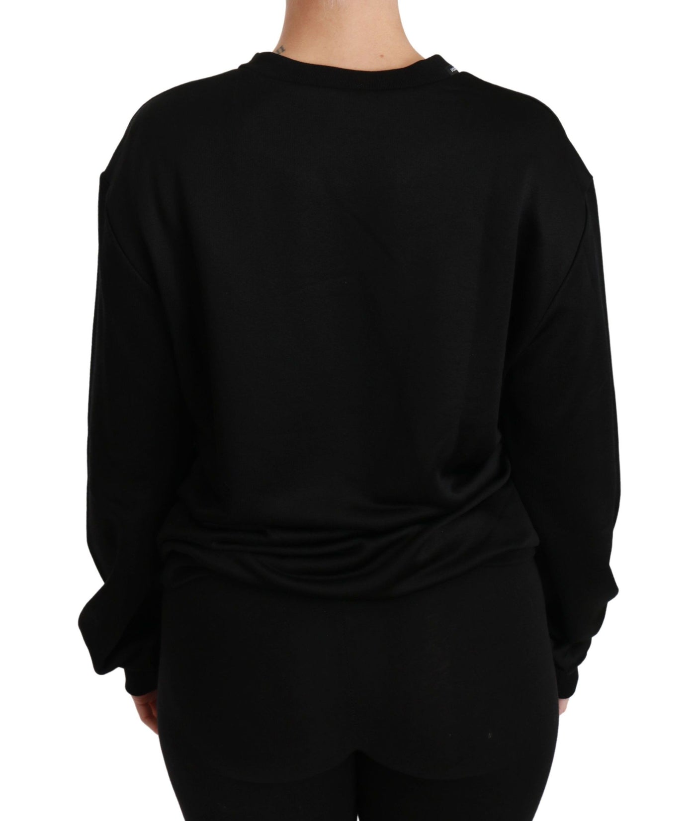 Pull ras du cou en coton noir Dolce &amp; Gabbana