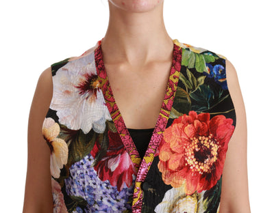Dolce & Gabbana Multicolor Floral Sleeveless Waistcoat Top Vest