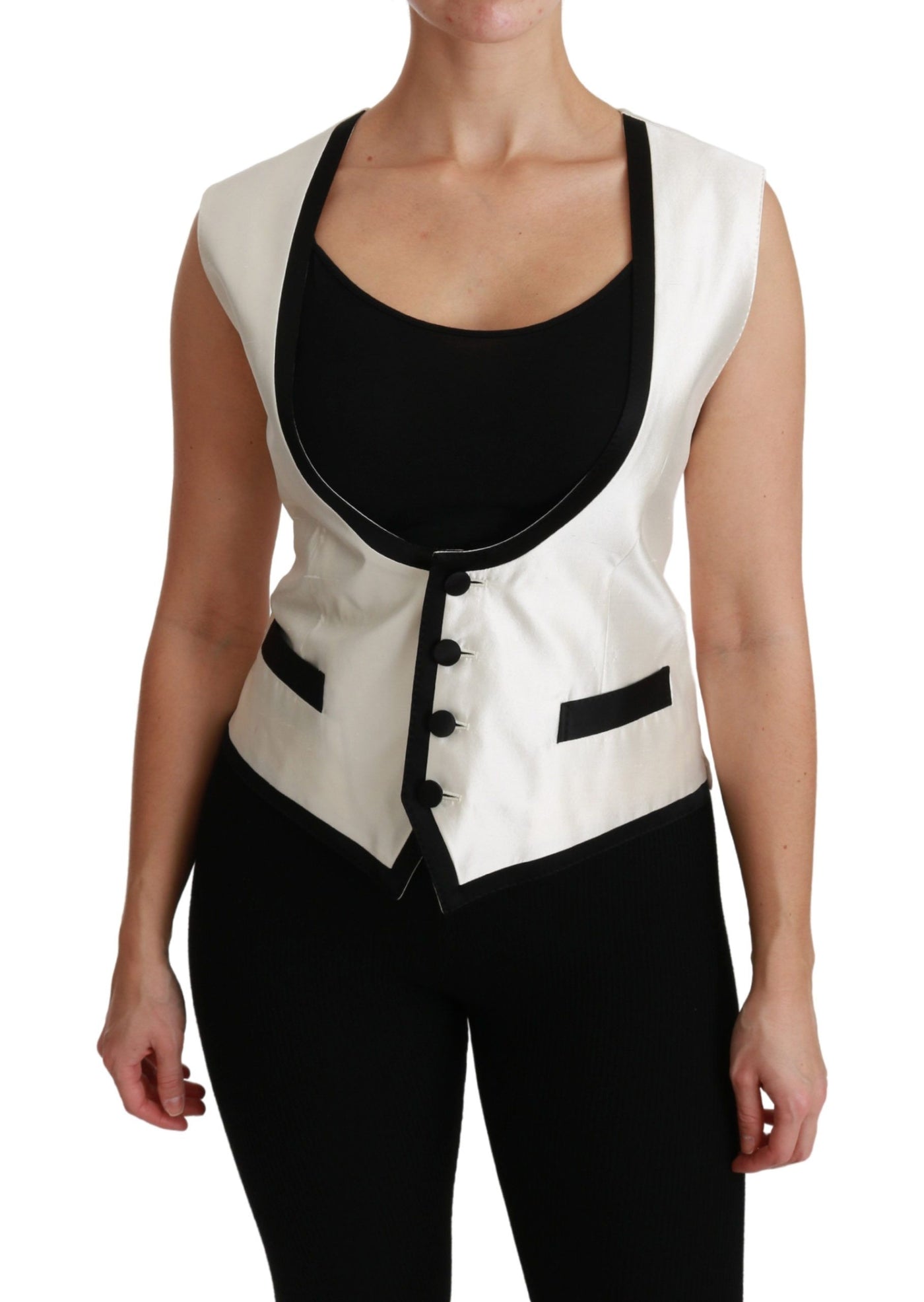 Gilet blanc Dolce &amp; Gabbana Slim Vest Top en soie