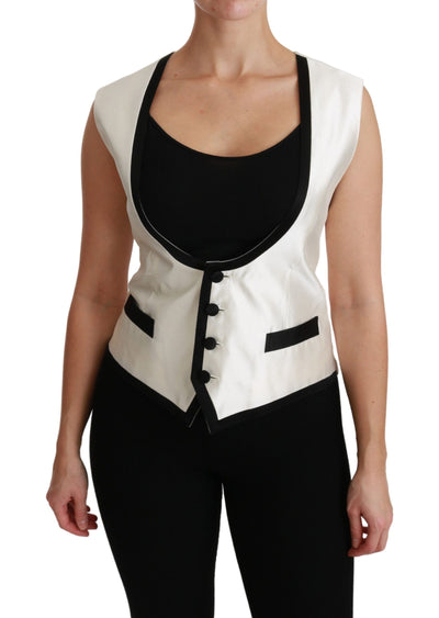 Gilet blanc Dolce &amp; Gabbana Slim Vest Top en soie